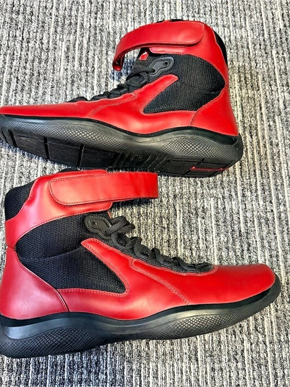 Prada America's Cup High-Top Sneakers Red & Black